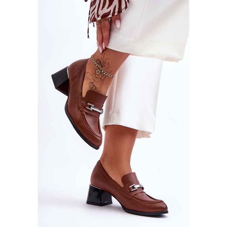 Lemar Pompi confortabili din piele maro Damira 1 Lemar Pompi confortabili din piele maro Damira 1