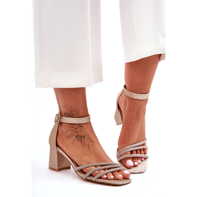 Sandale Toc Lucios Auriu Enenor de aur 6