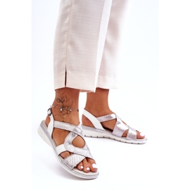 Sandale de damă din piele S.Barski 97619 argintiu 2