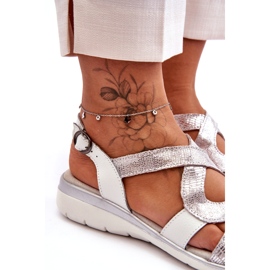 Sandale de damă din piele S.Barski 97619 argintiu 5