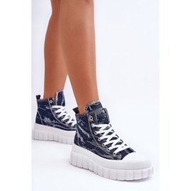 PS1 Pantofi de damă din material textil înalt Degas bleumarin albastru 6