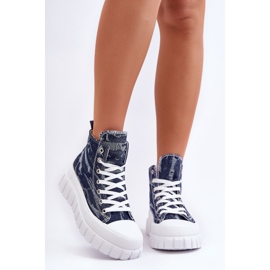 PS1 Pantofi de damă din material textil înalt Degas bleumarin albastru 4