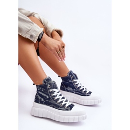 PS1 Pantofi de damă din material textil înalt Degas bleumarin albastru 2