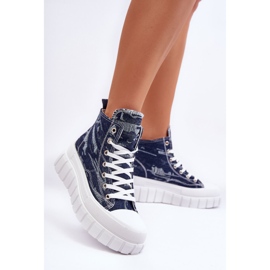 PS1 Pantofi de damă din material textil înalt Degas bleumarin albastru 5