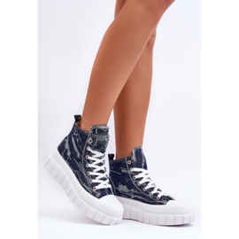 PS1 Pantofi de damă din material textil înalt Degas bleumarin albastru 3