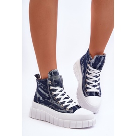 PS1 Pantofi de damă din material textil înalt Degas bleumarin albastru 7