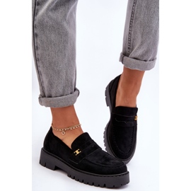 PS1 Mocasini De piele intoarsa Cu Decorat Esperta Negru 2