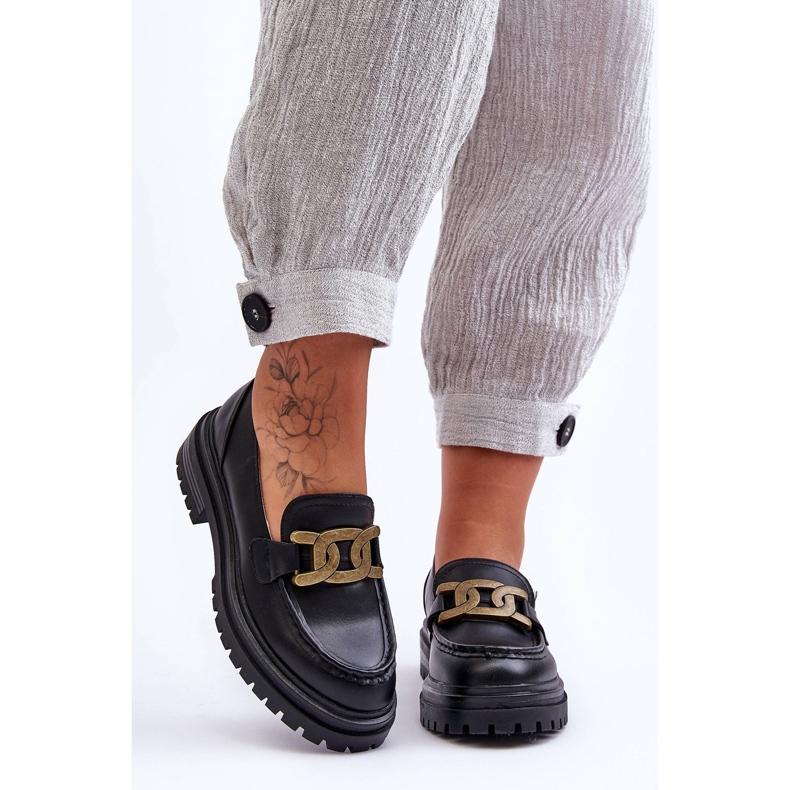 PG1 Mocasini Dama Platforma Cu Decorat Negru Ameg 1