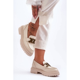 PG1 Mocasini De Dama Pe Platforma Cu Decorat Bej Ameg 1 PG1 Mocasini De Dama Pe Platforma Cu Decorat Bej Ameg 1