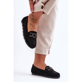 PG1 Mocasini plat dama din piele intoarsa Negri Appia negru 1