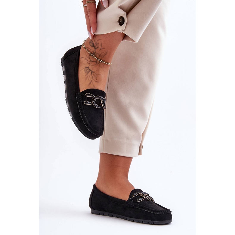 PG1 Mocasini plat dama din piele intoarsa Negri Appia negru 1