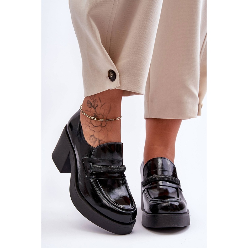Lemar Brogues De Piele Pe Toc Cu Decorat Gelanor Negru 1