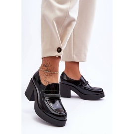 Lemar Brogues De Piele Pe Toc Cu Decorat Gelanor Negru 2