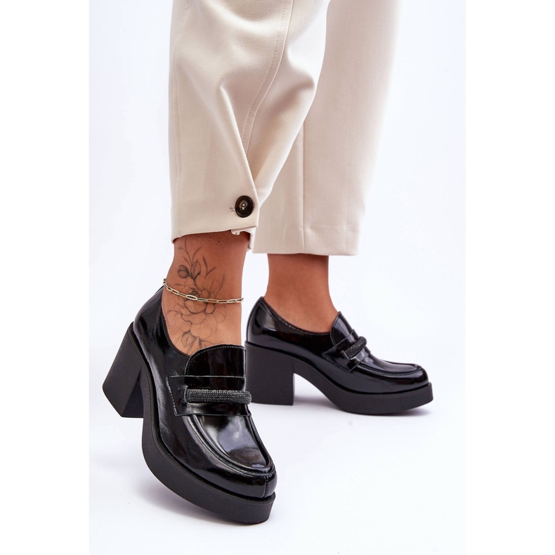 Lemar Brogues De Piele Pe Toc Cu Decorat Gelanor Negru 2
