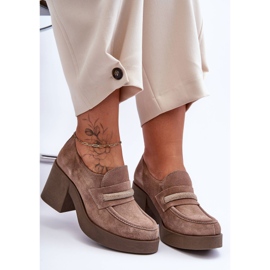 Lemar Pompi Toc De piele intoarsa Cu Decorat Gelanor Bej 1 Lemar Pompi Toc De piele intoarsa Cu Decorat Gelanor Bej 1