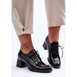 Laura Messi Piele de damă lăcuită cu tocuri înalte negru Keria 1