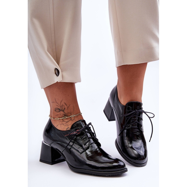 Laura Messi Piele de damă lăcuită cu tocuri înalte negru Keria 1