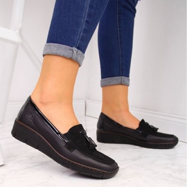 Pantofi cu pană Rieker W RKR395 negri negru 2
