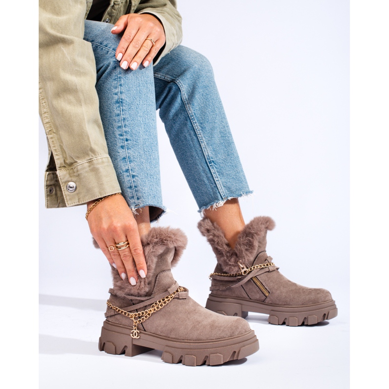 Cizme de dama din piele intoarsa pe platforma Shelovet maro 1