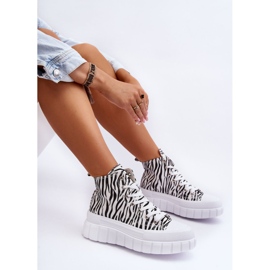 PS1 Pantofi de damă înalți cu model zebră alb Florensi 2