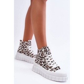 PS1 Pantofi de damă înalți cu model leopard Florens albi 1