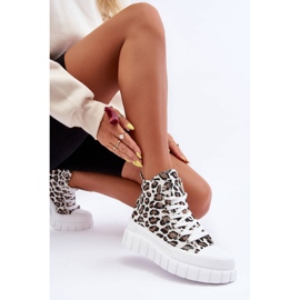 PS1 Pantofi de damă înalți cu model leopard Florens albi 3