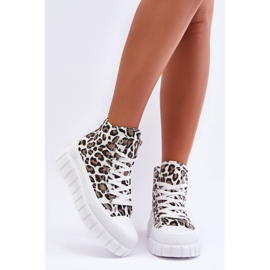 PS1 Pantofi de damă înalți cu model leopard Florens albi 7