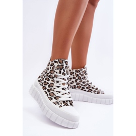 PS1 Pantofi de damă înalți cu model leopard Florens albi 8