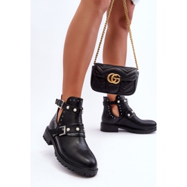 Cizme Trapper Damă Cu Perle Negre Klarisa negru 1