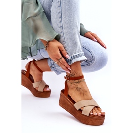 Sandale ecologice pentru femei pentru panouri maro-beig 2