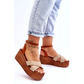 Sandale ecologice pentru femei pentru panouri maro-beig 1