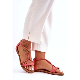 C'M Paris Sandale plate cu fermoar Coral Coral pentru damă roșu 2