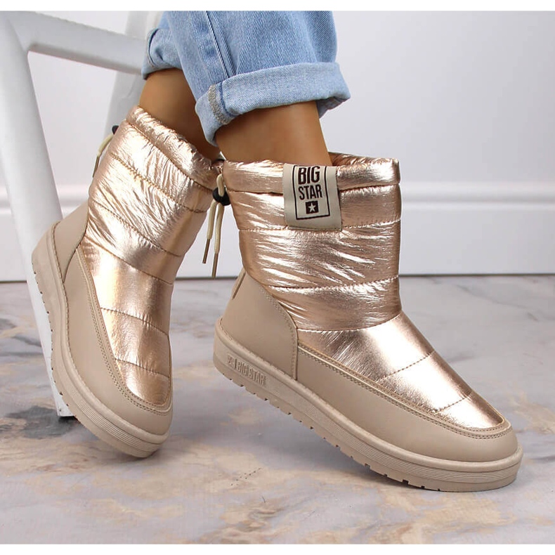 Cizme de zăpadă damă bej metalic izolate Big Star II274121 1