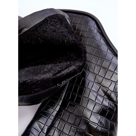 Cizme înalte din piele cu model șarpe Kornell negru 1