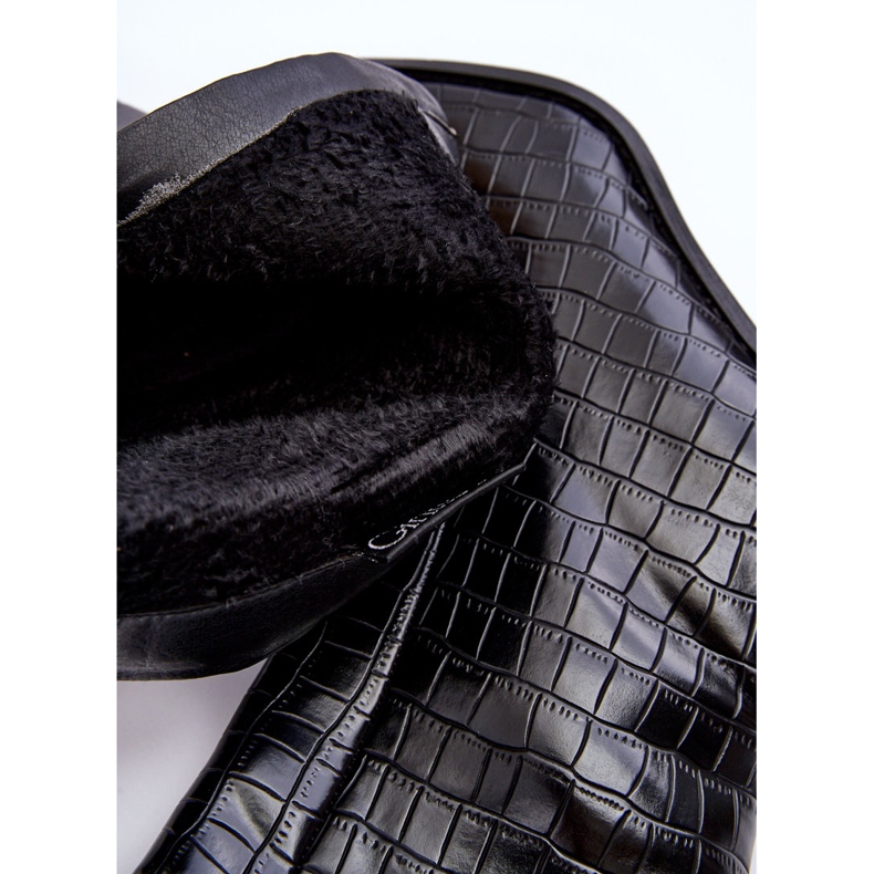 Cizme înalte din piele cu model șarpe Kornell negru 1