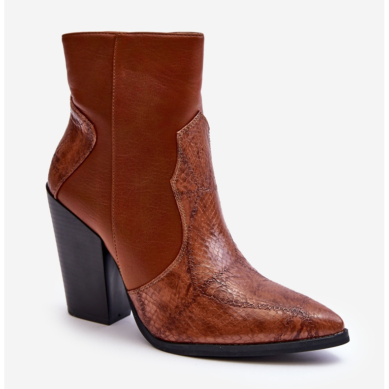 Cizme de cowboy din piele maro Fiorene 1