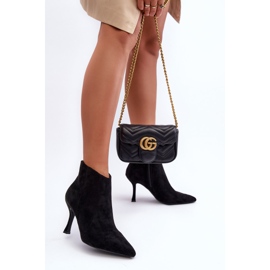 Cizme de dama din piele intoarsa cu toc inalt Negru Merisa 1