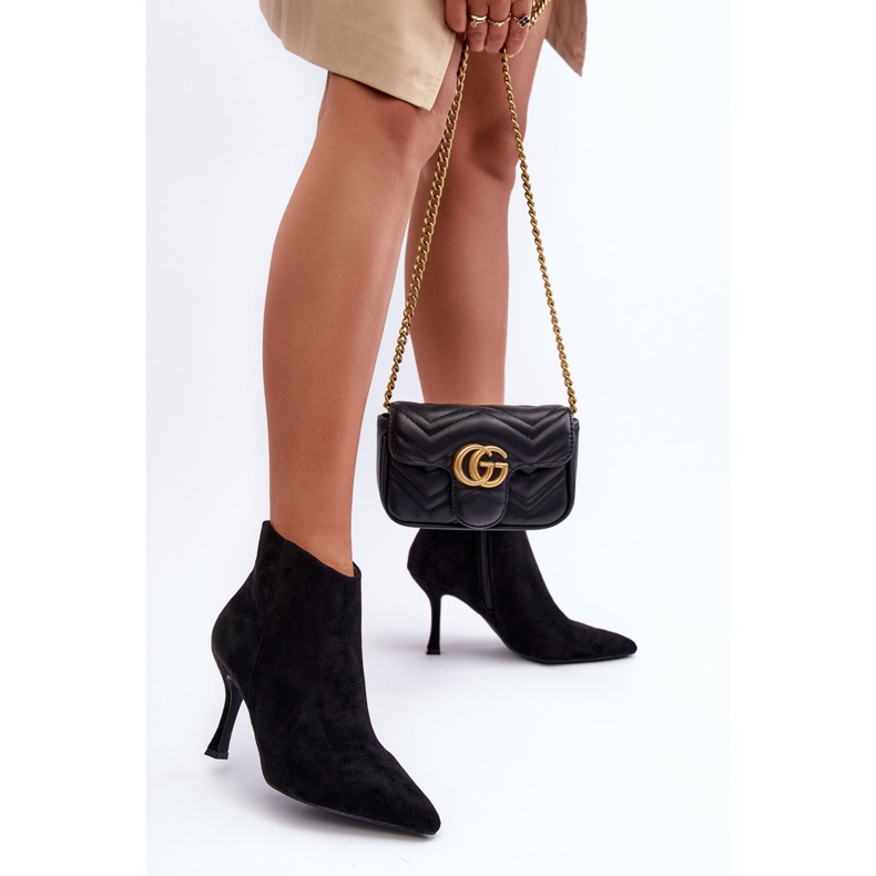 Cizme de dama din piele intoarsa cu toc inalt Negru Merisa 1