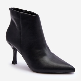 Cizme de dama din piele cu toc inalt Merisa neagra negru 1