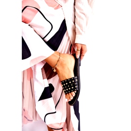 S.Barski Papuci de damă din piele cu ornament negru 1