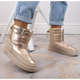 Cizme metalice de zapada Big Star W INT1589D bej de aur 2