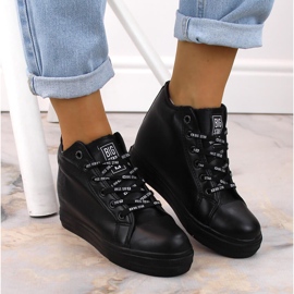 Tenisi de damă negri cu pană Big Star EE274127 negru 1 Tenisi de damă negri cu pană Big Star EE274127 negru 1