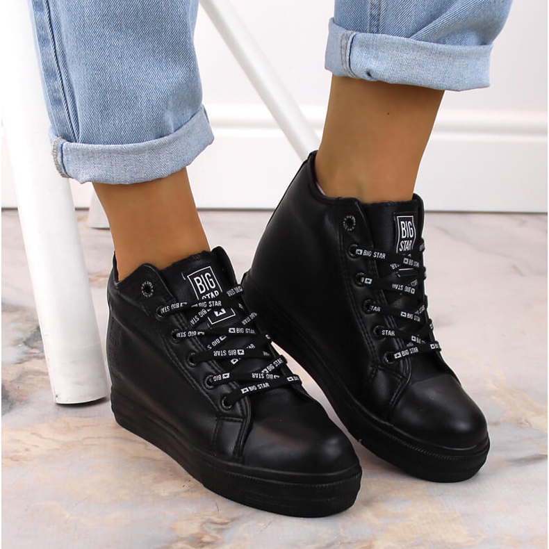 Tenisi de damă negri cu pană Big Star EE274127 negru 1 Tenisi de damă negri cu pană Big Star EE274127 negru 1