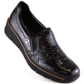 Pantofi de damă lăcuți confortabili, negri, Rieker 53766-45 negru 1