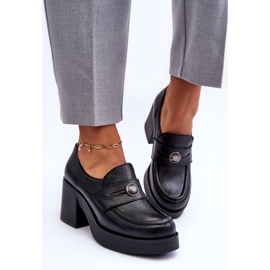 Lemar Pantofi De Damă Piele Pe Toc Negru Dunadia 3