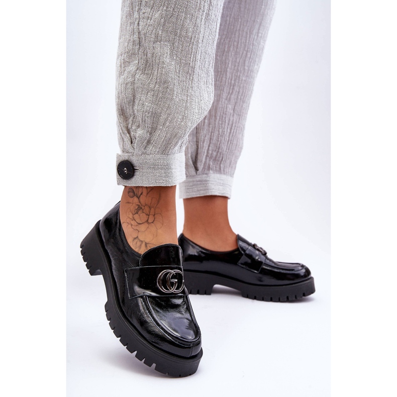 Laura Messi Pantofi Dama Piele Cu Decorat Black Rosefalls negru 2