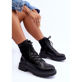 FD1 Cizme de dama de muncitor din piele neagra Faustina negru 1