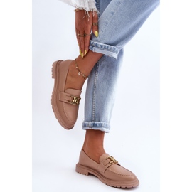 PS1 Mocasini cu toc plat de dama Bej Sincias 2