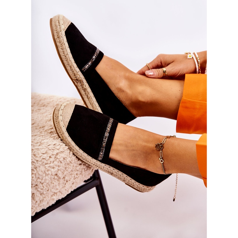 S.Barski Espadrile Classic Slip-On pentru Damă Cersei negru 5