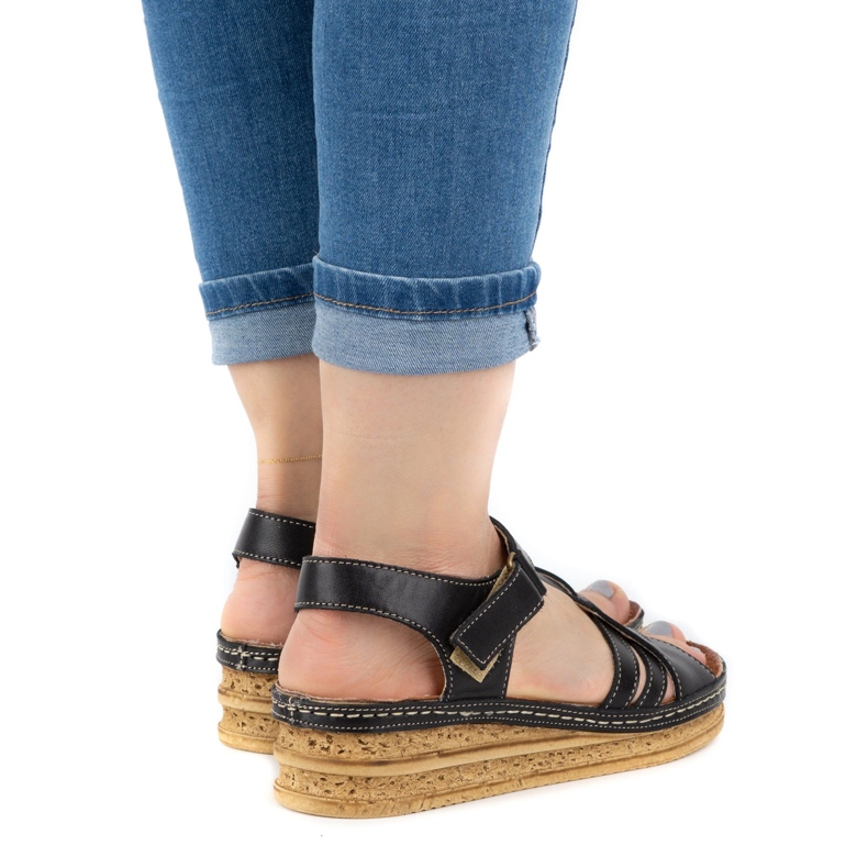 WASAK Sandale confortabile de damă din piele 0658W negru 1